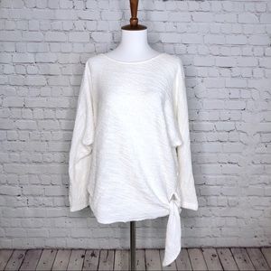 Sunday in Brooklyn White Side-Tie Sweater